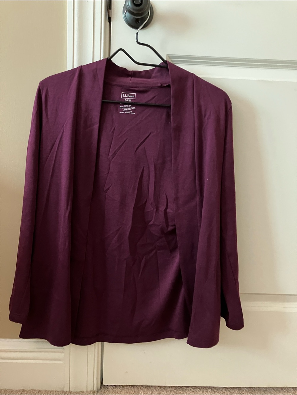 L.L. Bean Open Front Cardigan - Plum Supima Cotton